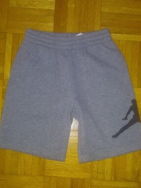 Jordan Gray Sweat Shorts with Black Jumpman Graphic